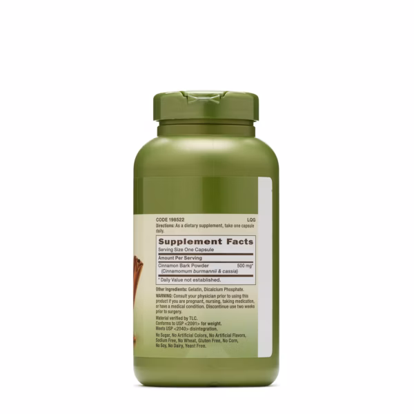 Herbal Plus® Cinnamon Bark 500 mg 200 capsules - Image 2